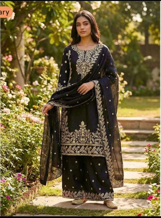 Black Organza Sharara suit